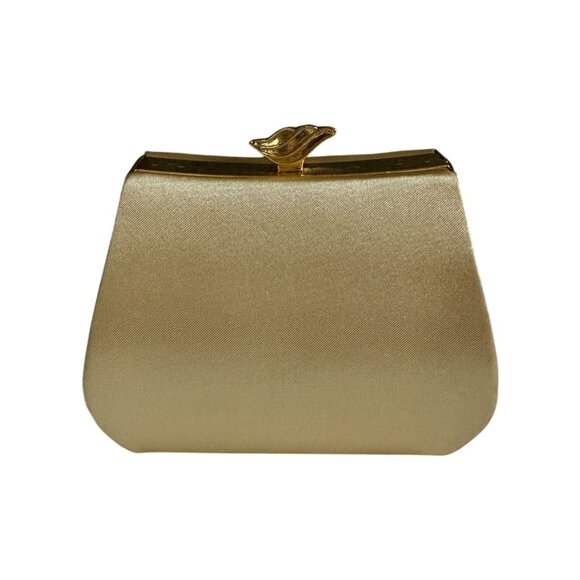Vintage Jessica McClintock Evening Clutch Purse Snap Closure Gold Chain Women's - Picture 1 of 12